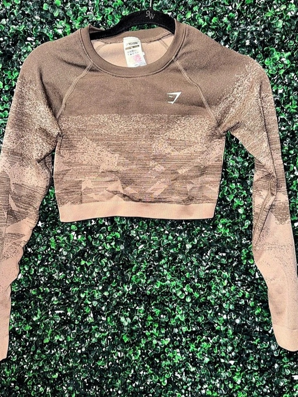Gymshark Adapt Animal Long Sleeve Crop Top Brown Small